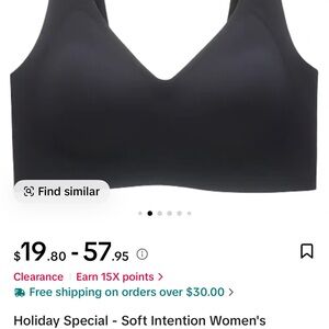 Women's Seamless Black Bra